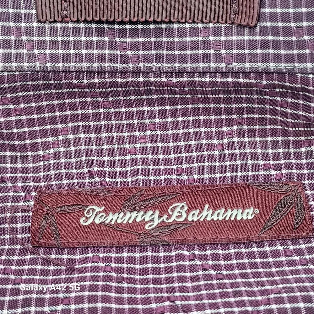 Tommy Bahama‎ XL Cotton Silk Striped Button Down Shirt - Purple Brown - Picture 3 of 9